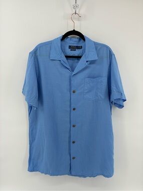 Polo by Ralph Lauren Linen Blend Men's Casual Blue Shirt Classic Fit